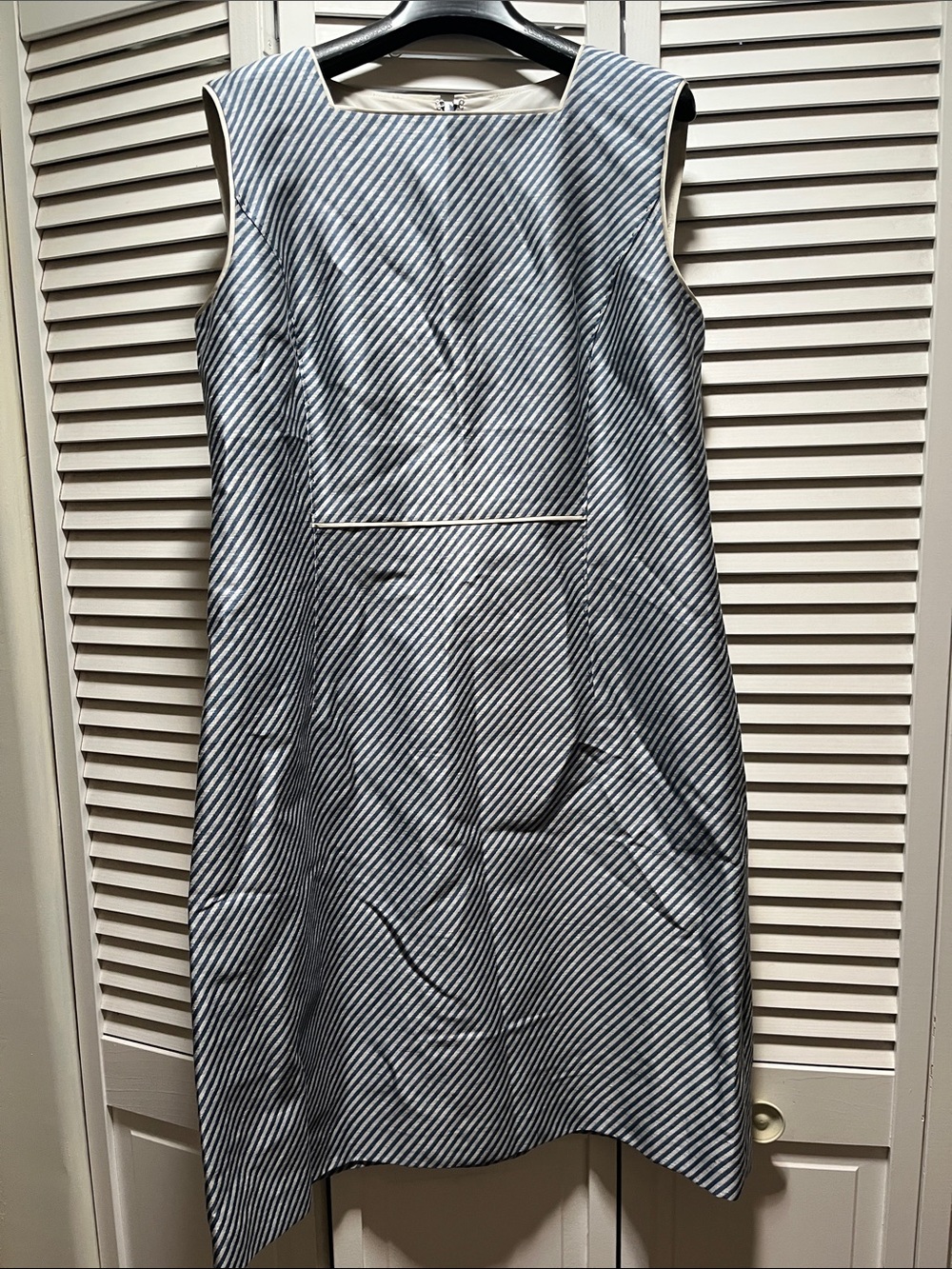 Lafayette 148 New York Blue Diagonal-Stripe Midi Sheath Dress and Jacket
